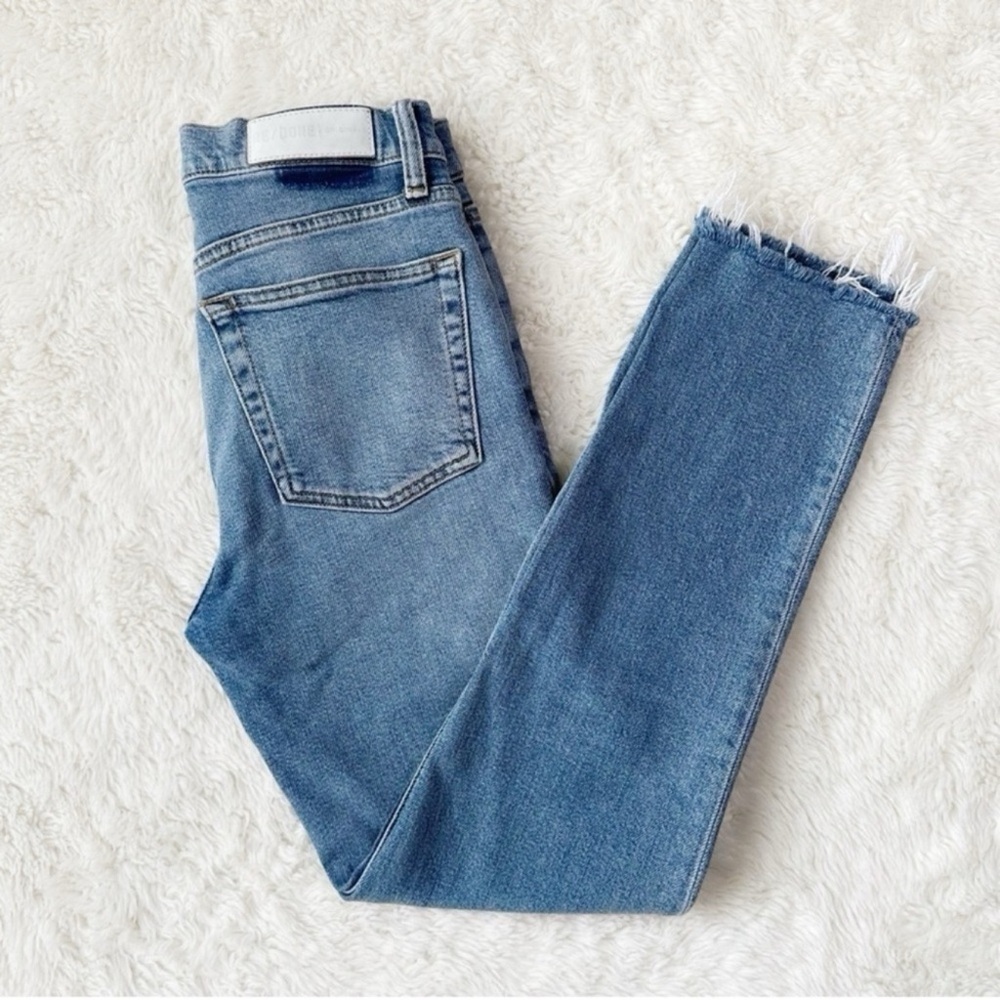 Re/Done Originals Women Blue High Rise Crop Premium Jeans US25 Classic Minimal